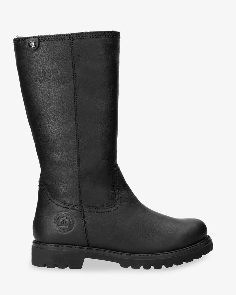 Bambina botas de piel con forro interior de pelo. negro