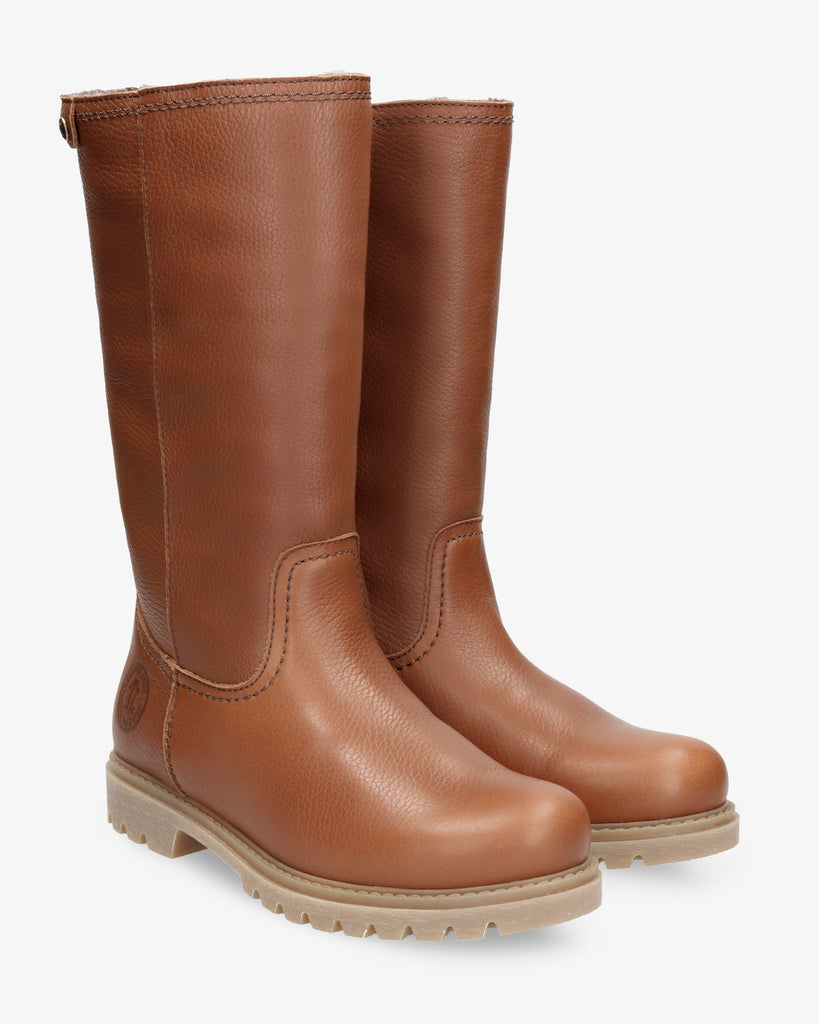 Bambina Igloo botas de piel con forro interior de pelo natural. cuero