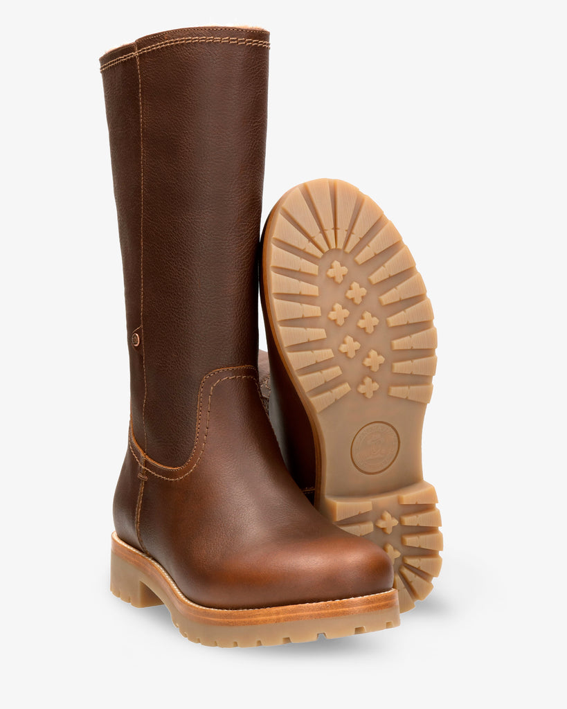 Bambina Igloo botas de piel con forro interior de pelo natural. cuero