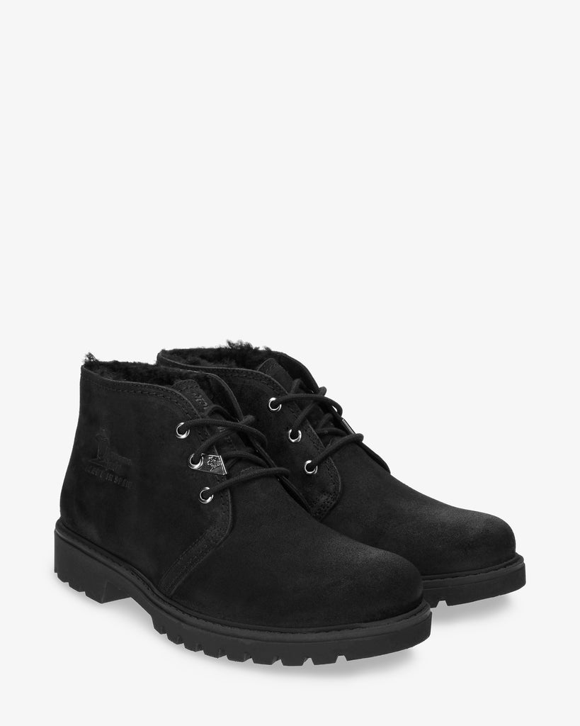 Bota Panama Igloo botines de piel con forro interior de pelo natural. negro
