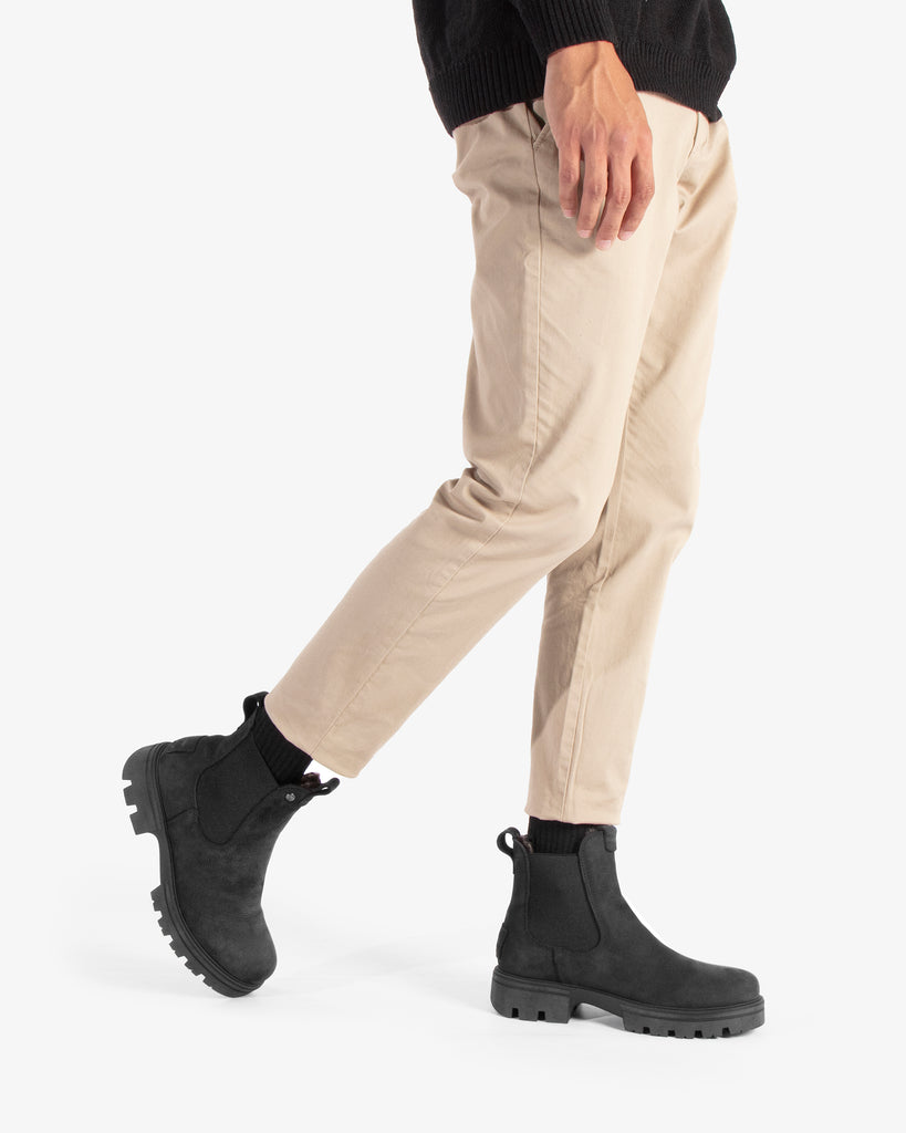 Chris botines de piel con forro interior de pelo. negro