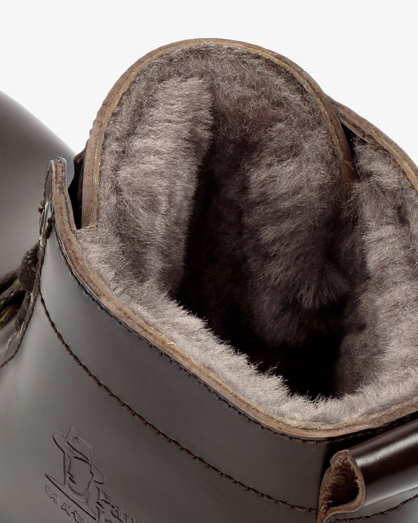 Emery Igloo botines de piel con forro interior de pelo natural. marron