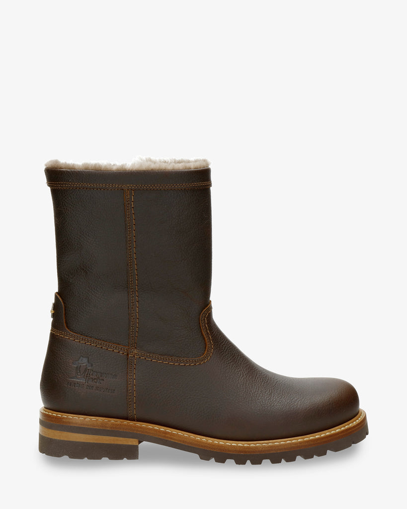 Fedro Igloo botas de piel con forro interior de pelo natural. castaño