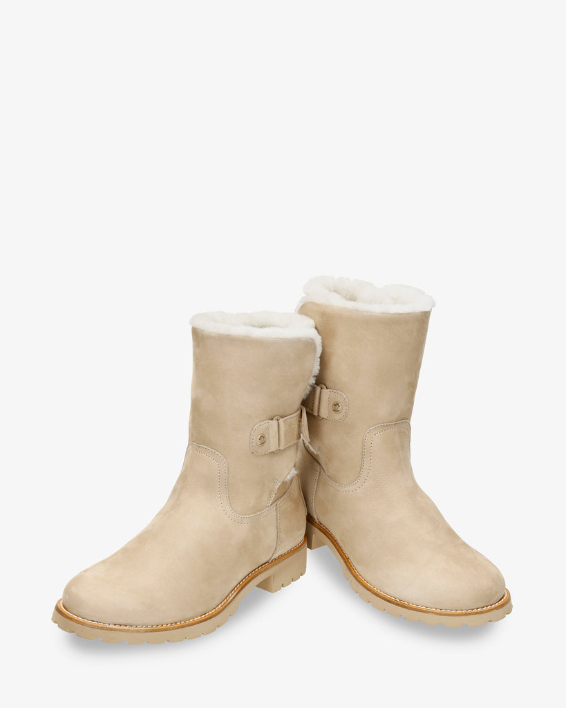 Felia Igloo Trav botas de piel con forro interior de pelo natural. crudo