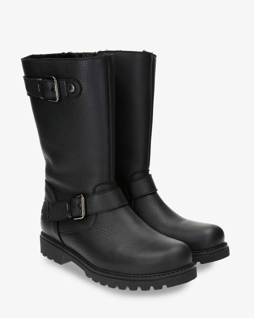 Fergie Igloo botas de piel con forro interior de pelo natural. negro