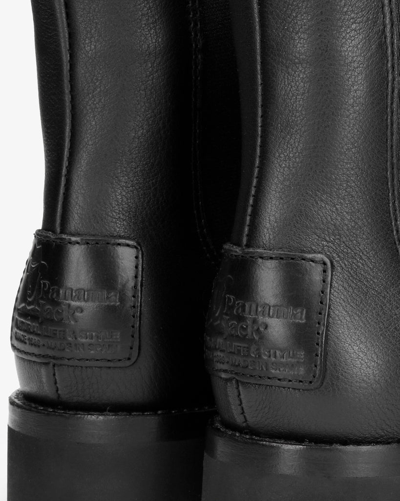 Francesca Igloo botines de piel con forro interior de pelo natural. negro