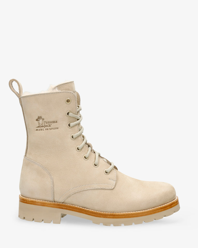 Frisia botas de piel con forro interior de pelo. crudo