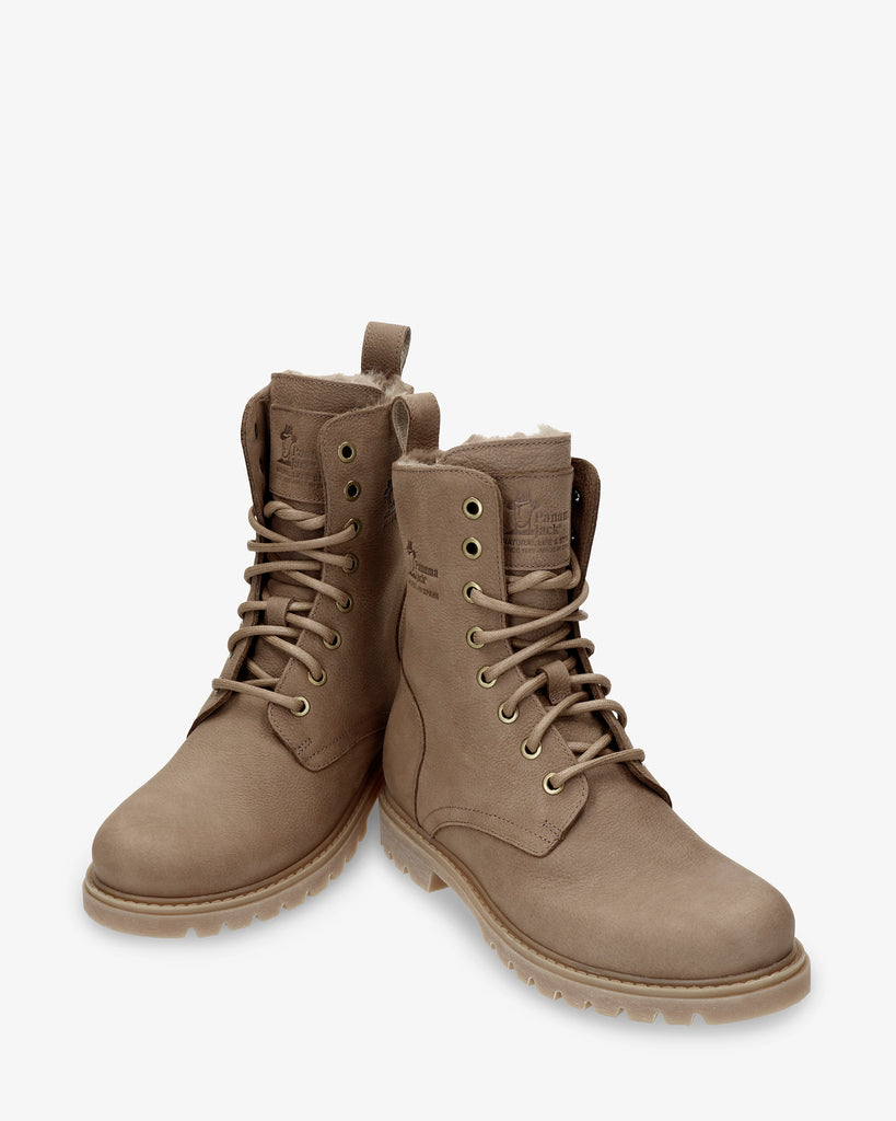 Frisia botas de piel con forro interior de pelo. taupe