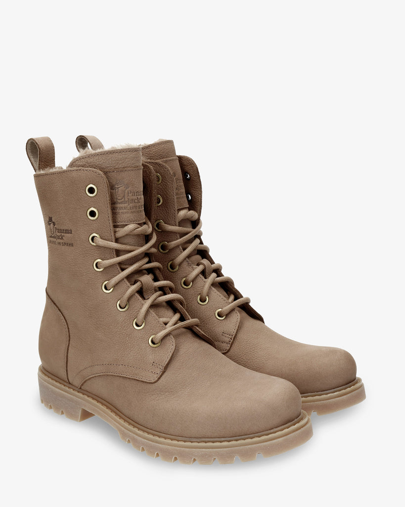 Frisia botas de piel con forro interior de pelo. taupe