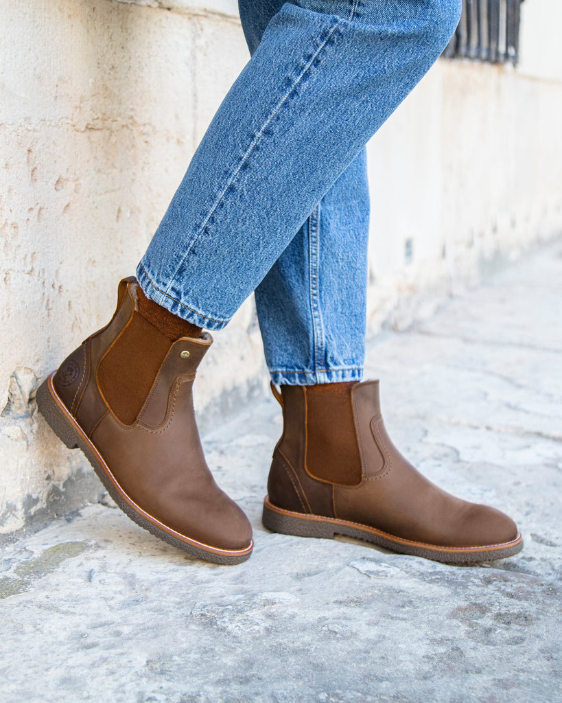 Garnock Igloo botines de piel con forro interior de pelo natural. cuero