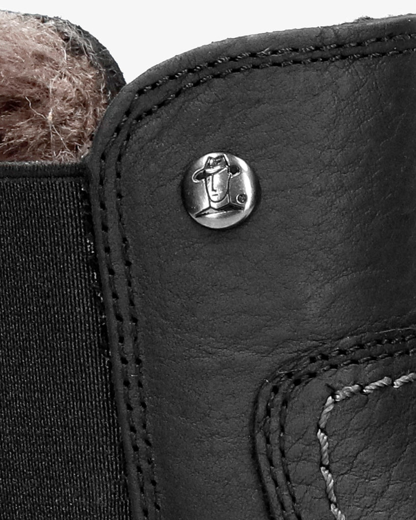 Garnock Igloo botines de piel con forro interior de pelo natural. negro