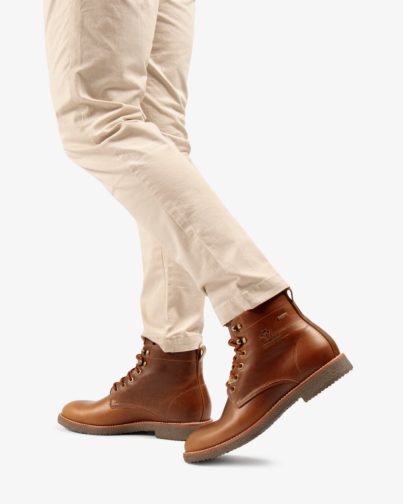 Glasgow Gtx botín de piel con forro interior de gore-tex®. camel