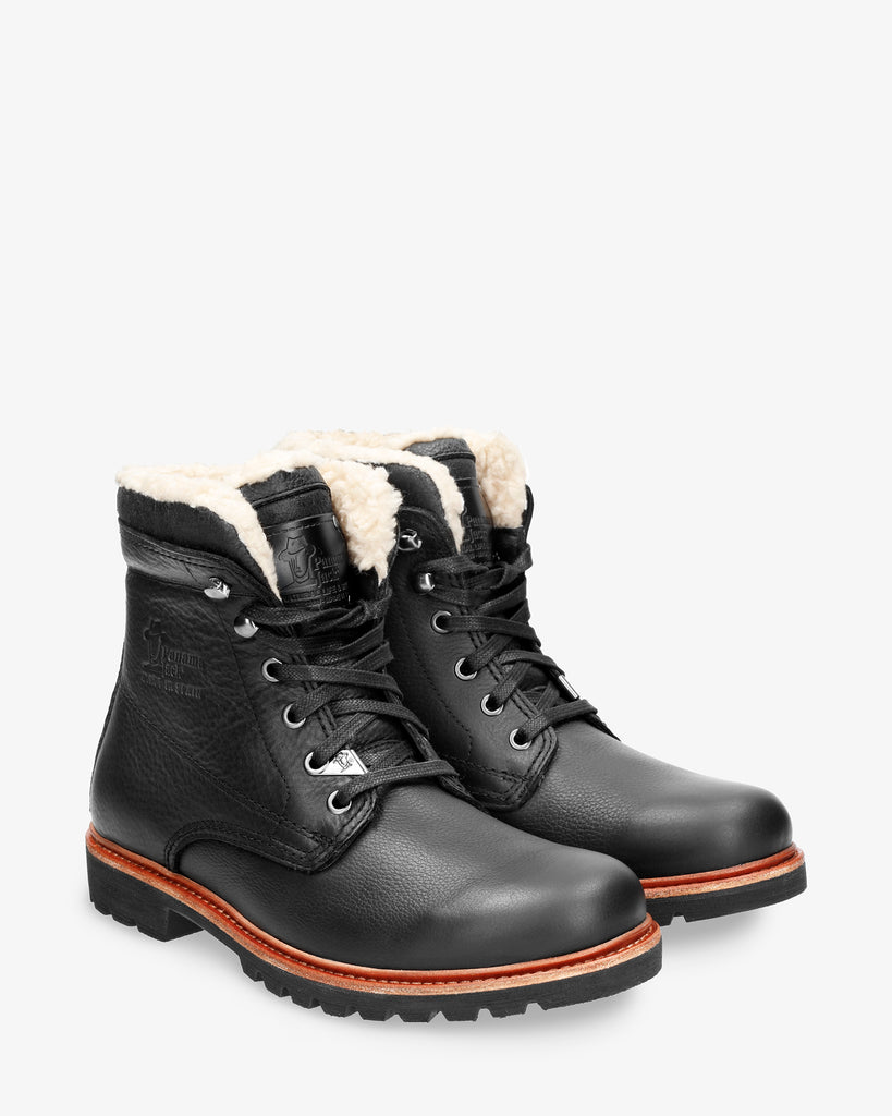 P03 Aviator botas de piel con forro interior de algodón. negro