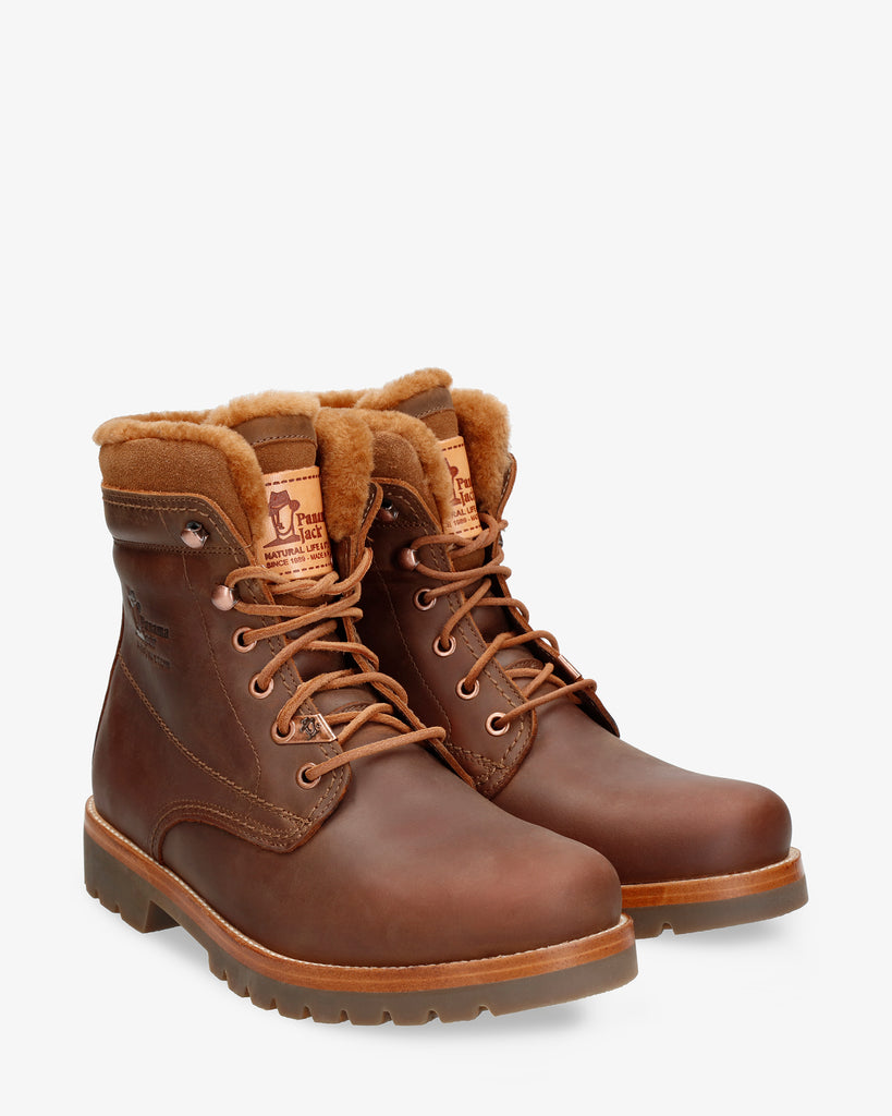 P03 Aviator Igloo botas de piel con forro interior de pelo natural. cuero