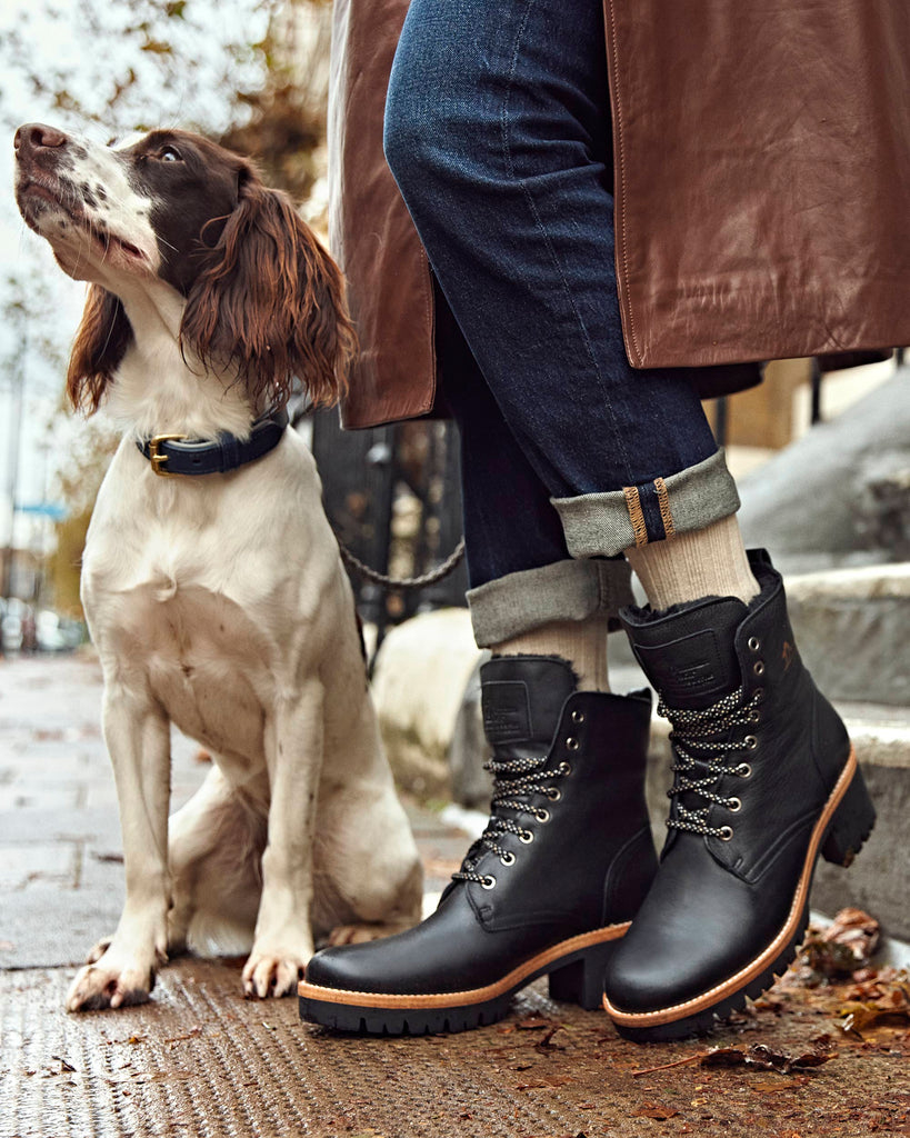 Padma botas de piel con forro interior de pelo. negro