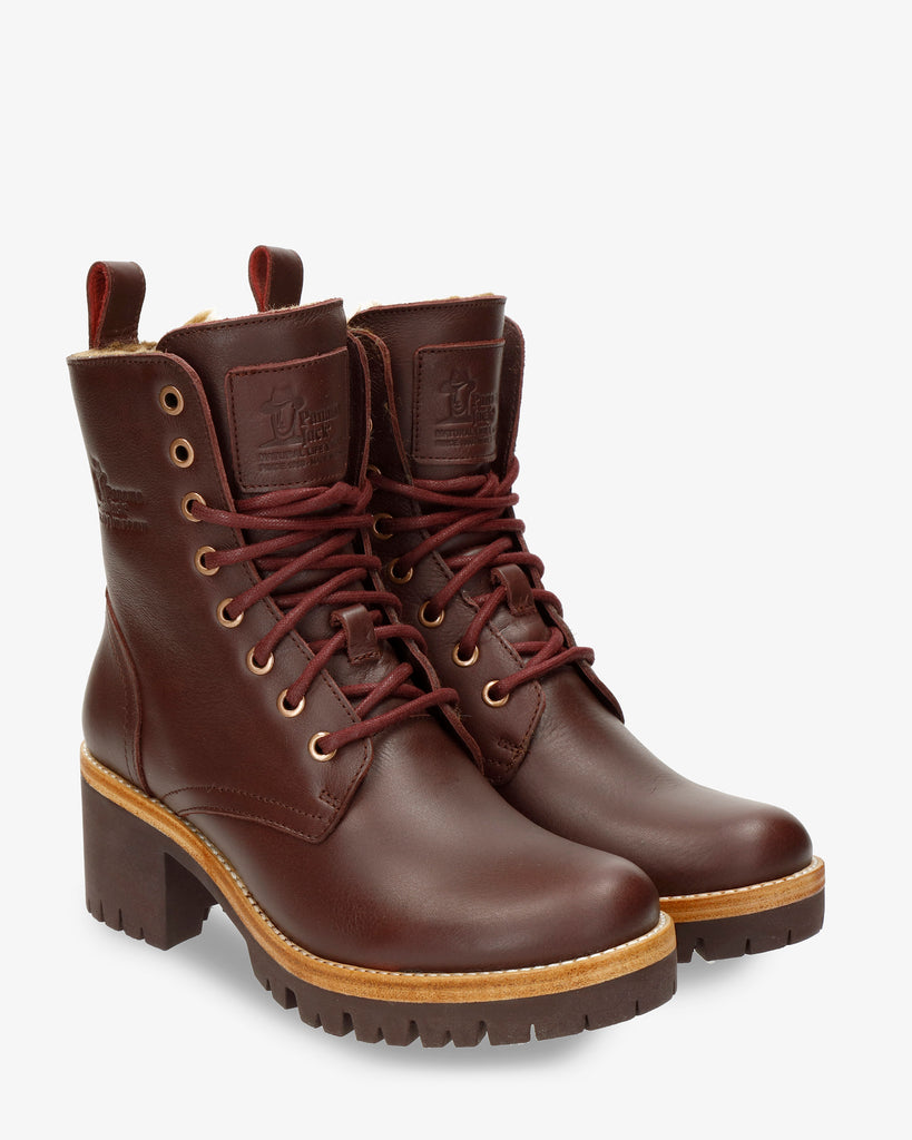 Padma botas de piel con forro interior de pelo. burdeos