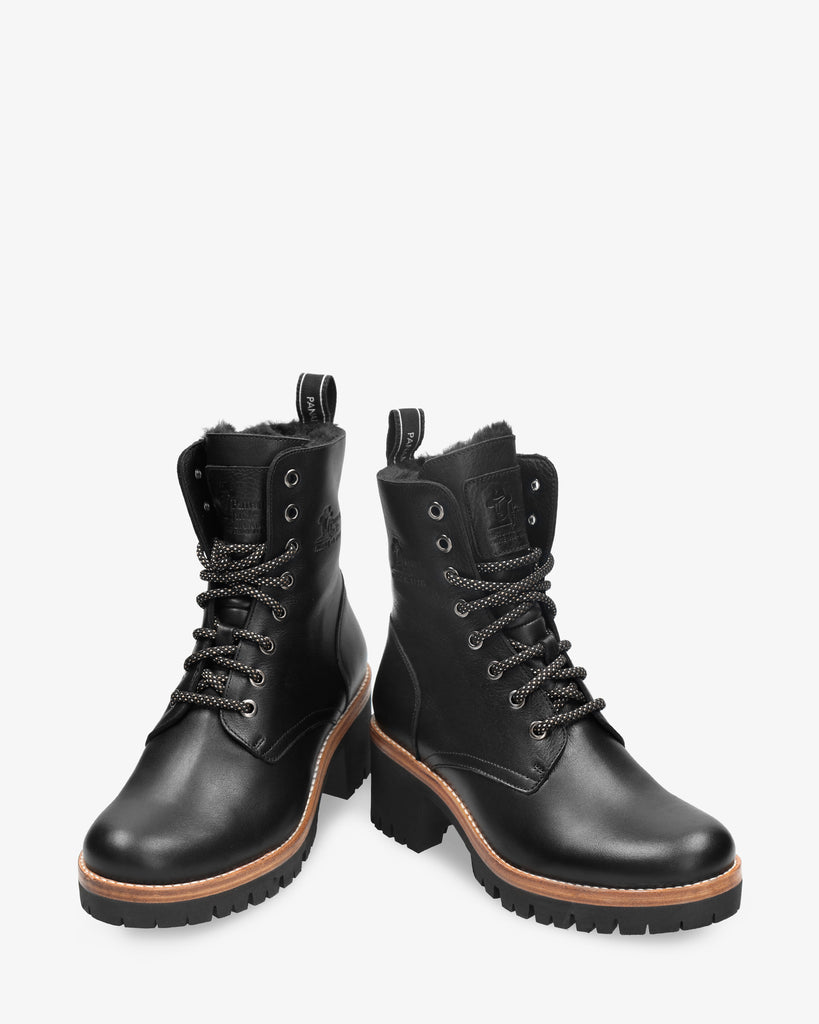 Padma botas de piel con forro interior de pelo. negro