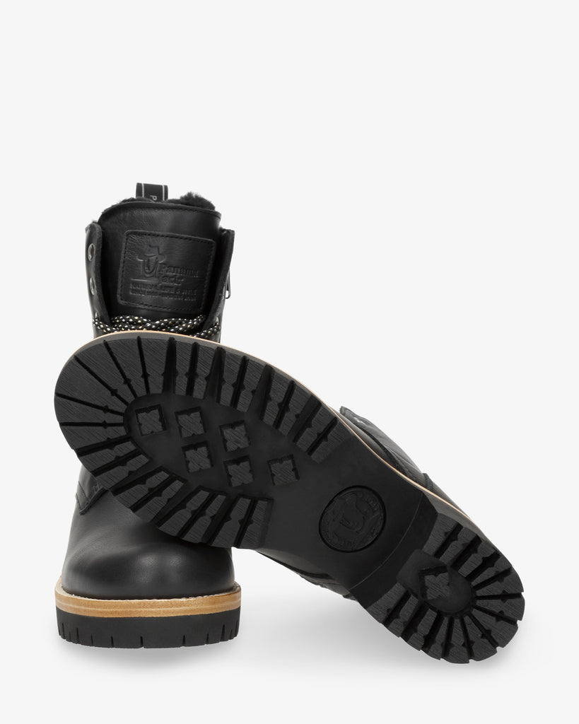 Padma Igloo botas de piel con forro interior de pelo natural. negro