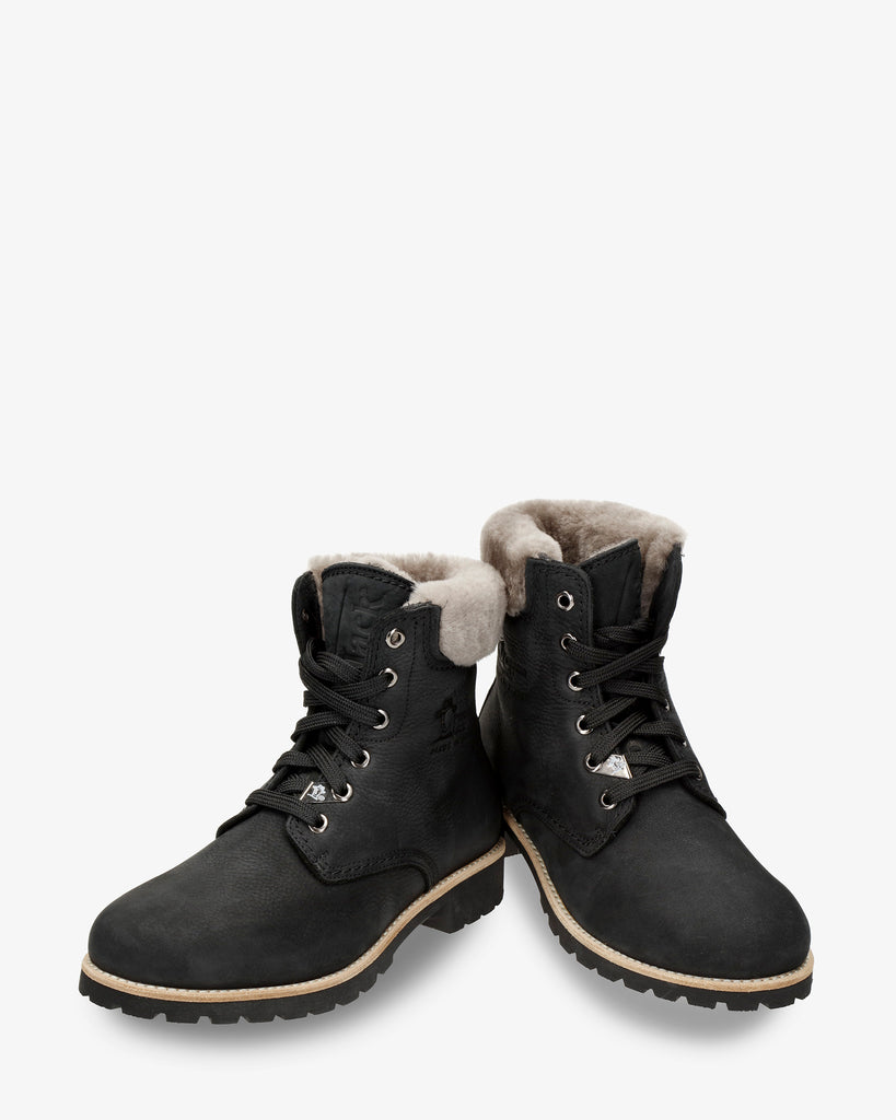 Panama 03 Igloo botas de piel con forro interior de pelo natural. negro