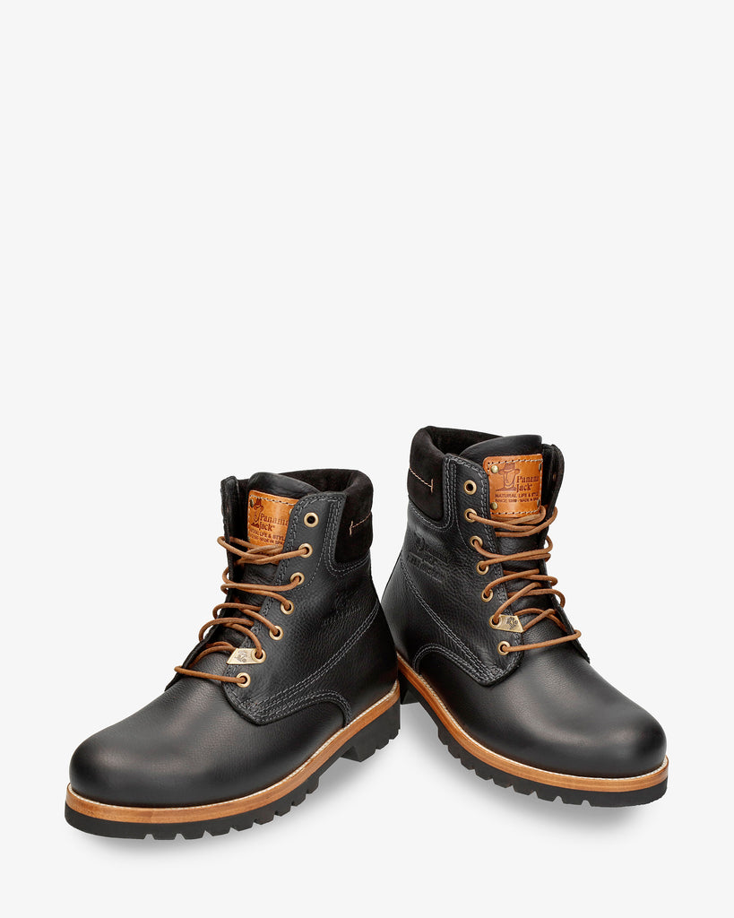 Panama 03 Igloo botas de piel con forro interior de pelo natural. negro