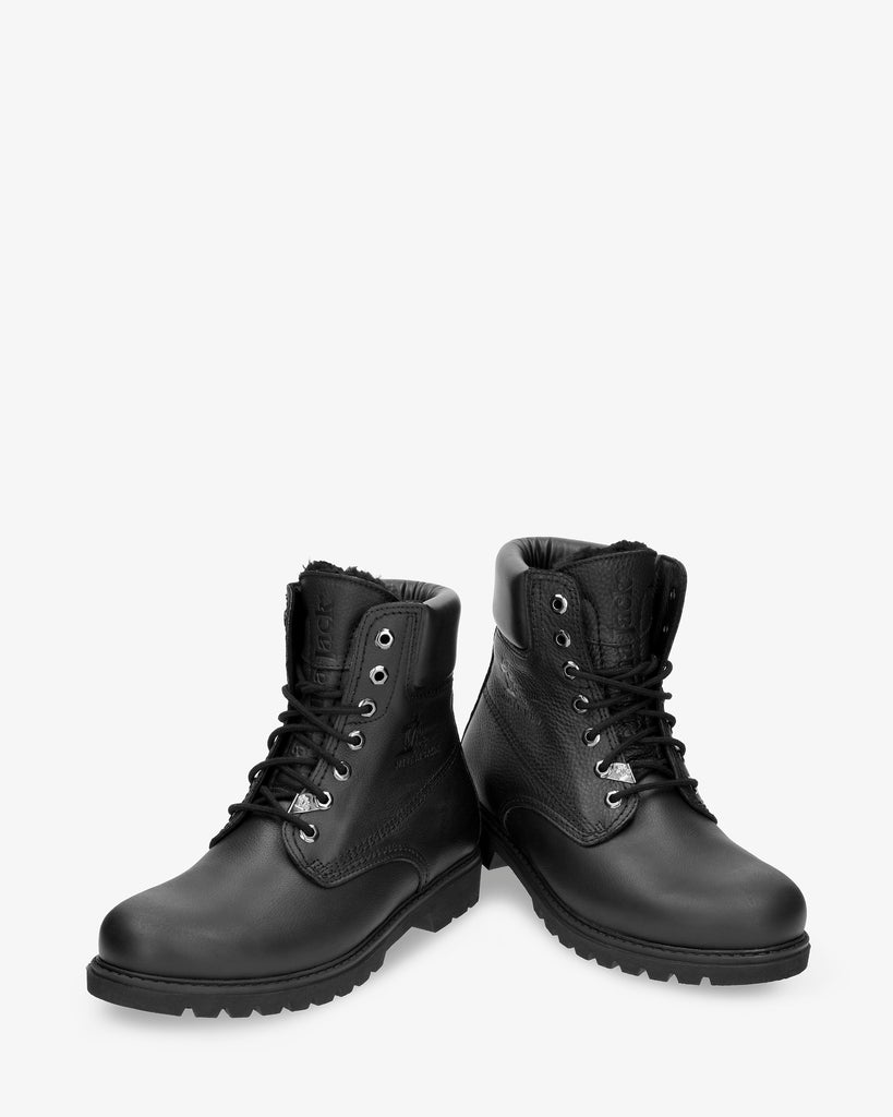 Panama 03 Igloo botas de piel con forro interior de pelo natural. negro