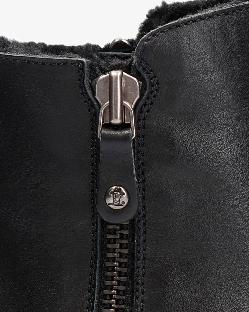 Pauline Trav botines de piel con forro interior de pelo. negro