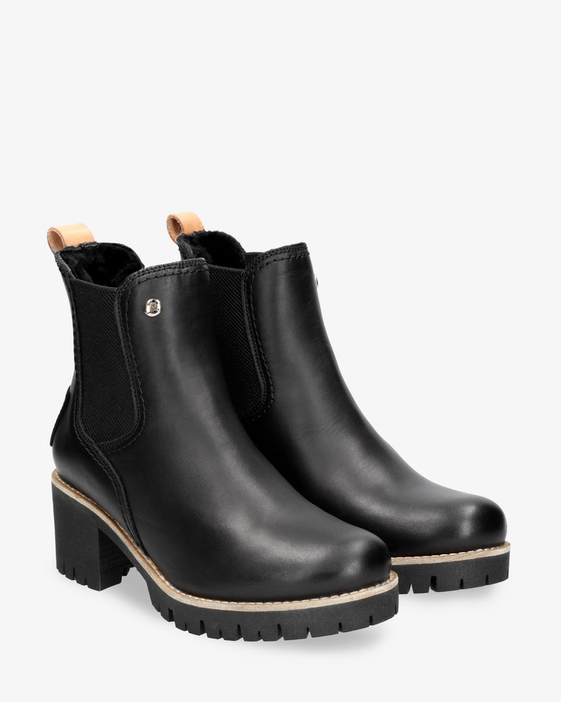 Pia Igloo Trav botines de piel con forro interior de pelo natural. negro