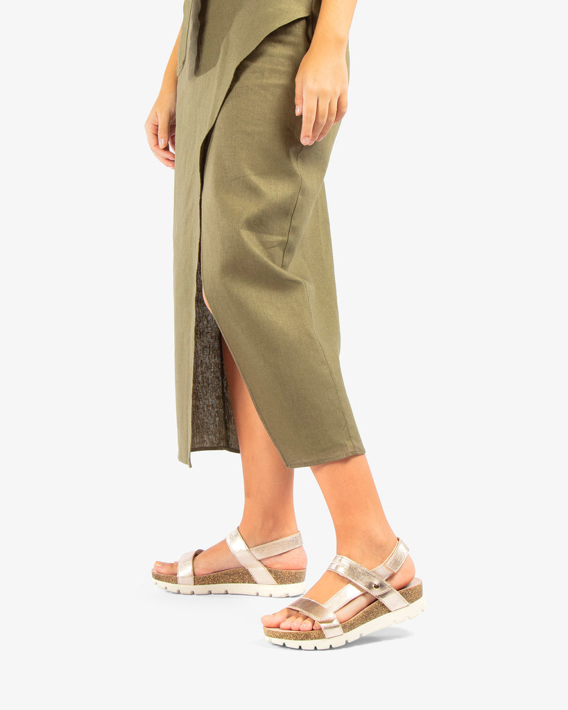 Selma Shine sandalias de piel con forro interior de piel. oro