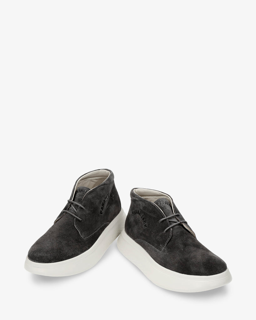 Yohana botín de piel con forro interior de piel. gris