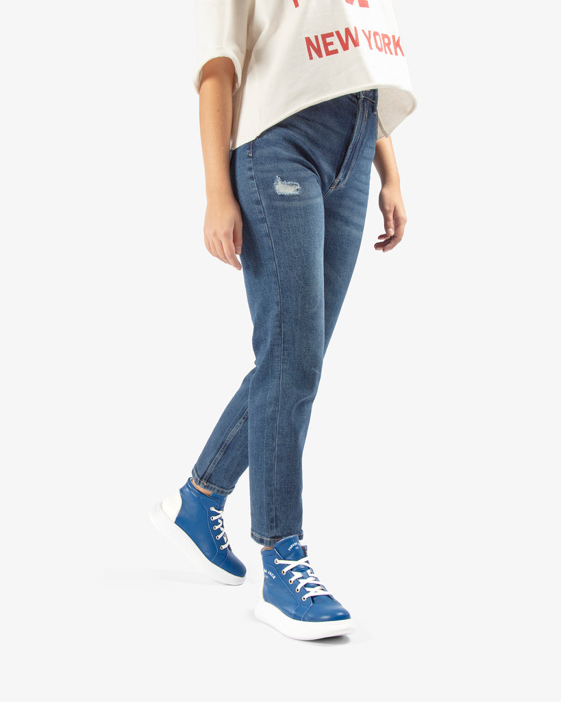 Yumbel sneakers de piel con forro interior de piel. azul