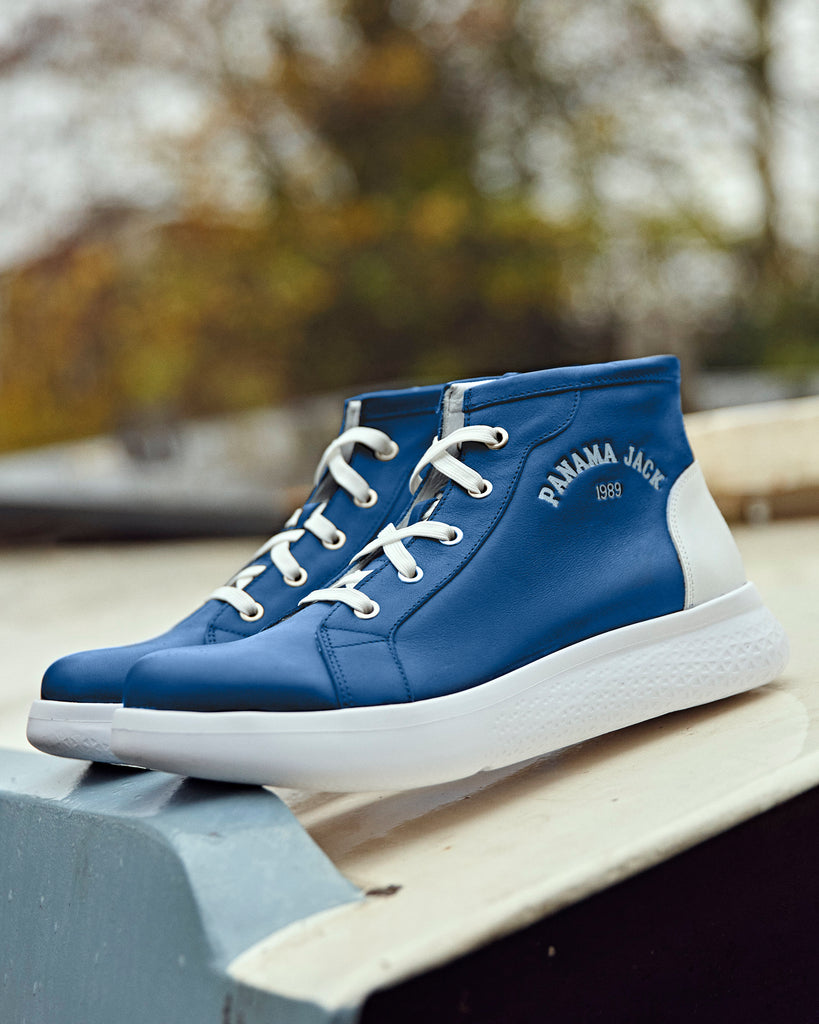 Yumbel sneakers de piel con forro interior de piel. azul